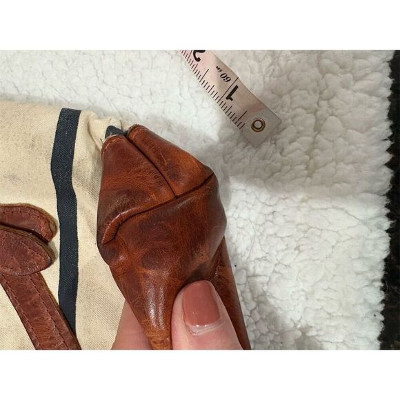 Arc of a Diver Women's Striped  Brown Cream Flap Closure Vintage Style - Picture 3 of 11